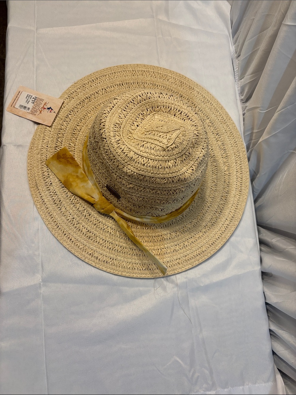 Panama Jack Woven Straw Sun Hat with Yellow Ribbon